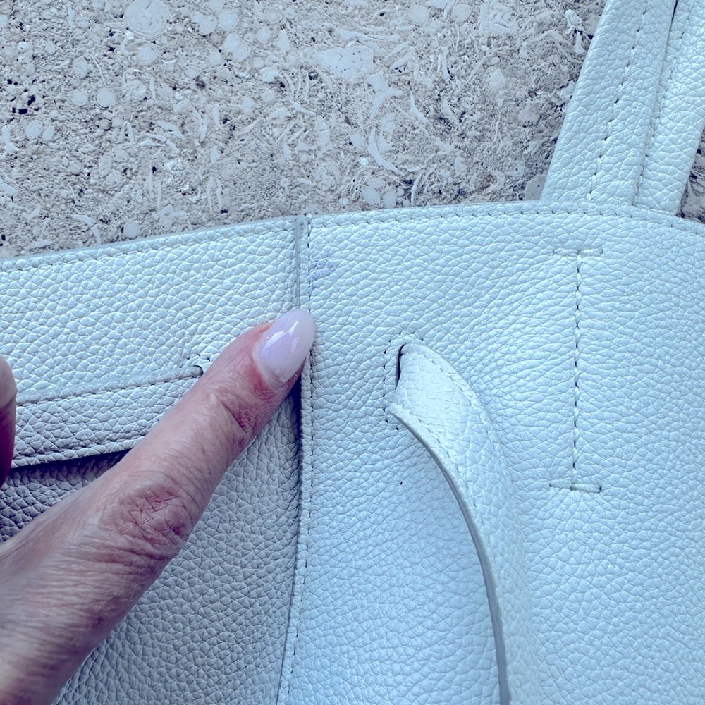 Celine Leather Cabas Phantom w/Belt Medium White - Picture 6 of 16